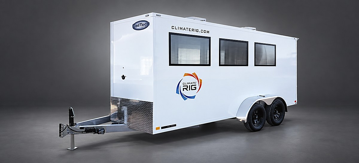 ClimateRig mobile cooling trailer on a jobsite