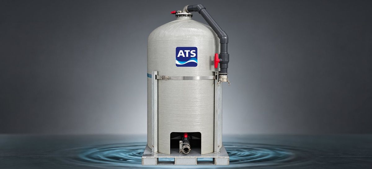 ATS water treatment filtration vessel standing in water