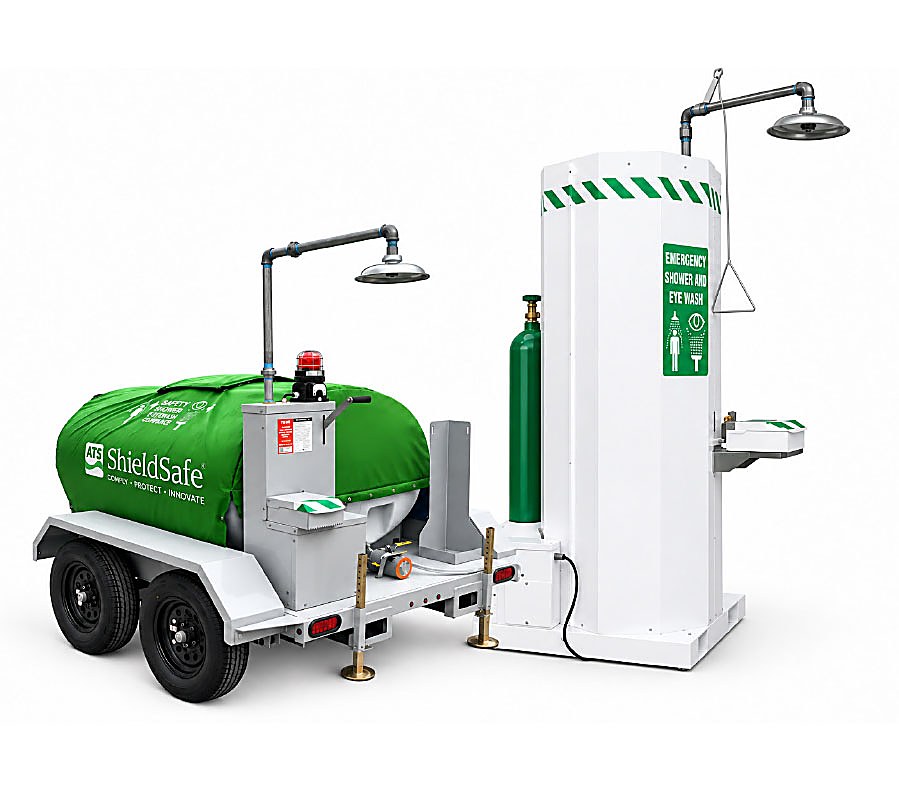 ATS ShieldSafe tank-fed, mobile, and stationary emergency safety showers